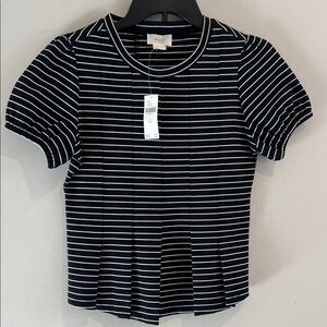 Anthropology Maeve Black and White Striped Short Sleeve Top Size XXS